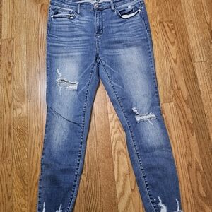 Judy Blue Medium Blue Distressed Skinny Jeans
